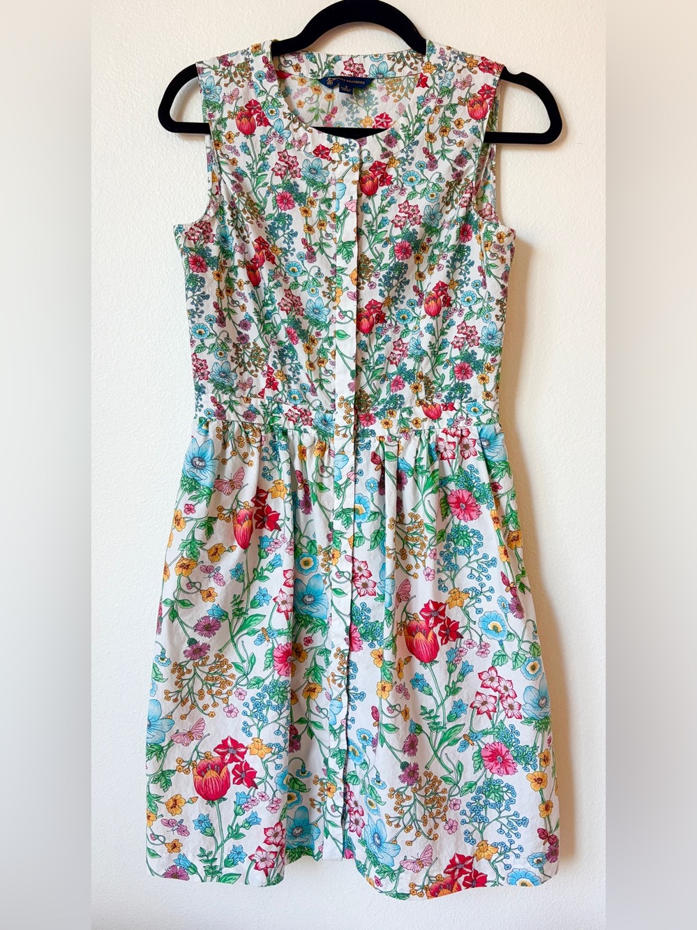 Brooks Brothers Floral Button Front Sleeveless Dress Size 4